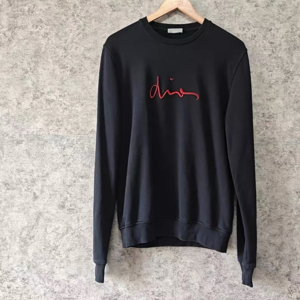 🚩steal authentic Dior Black Crewneck Sweater with Red Logo